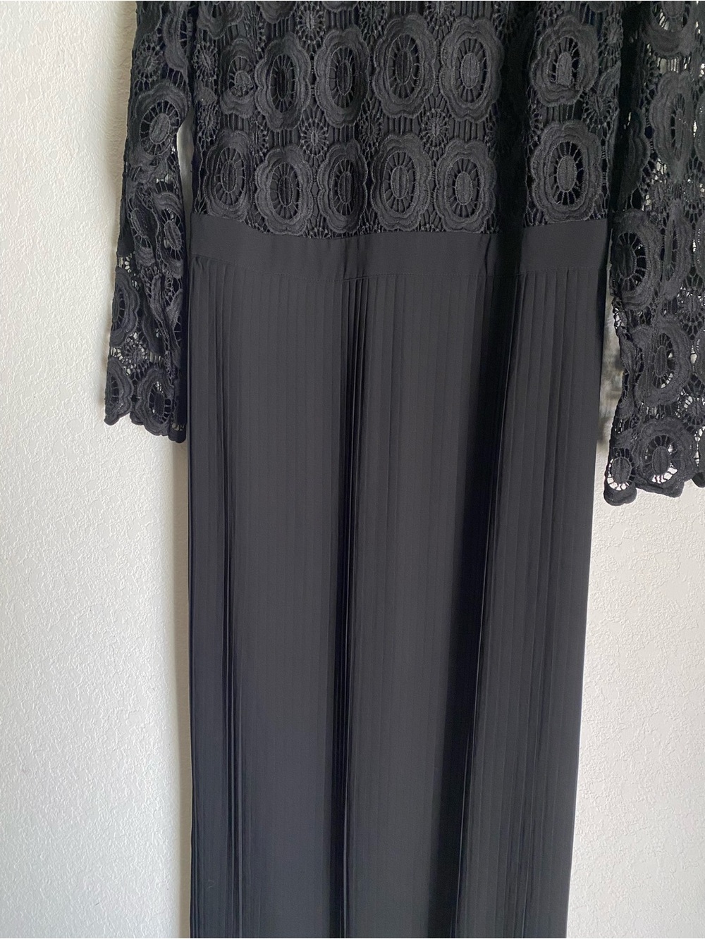ELOQUII Black Lace Long Sleeves Maxi Pleated Chiffon Skirt Formal Dress 14 New - Picture 5 of 14